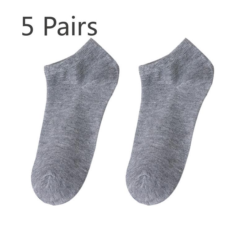 5 Pairs of Men's Summer Thin Classic Sweat Absorbing Deodorizing Invisible Sports Boat Socks