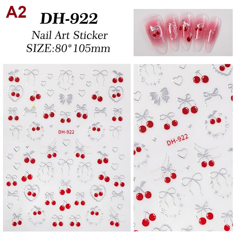 

Свіжі Солодкі Фрукти Полуниця Вишня Бантик Серце Любові Бант 5D Наклейки для Манікюру Самоклеючі Прикраси Наклейка для Манікюру A2