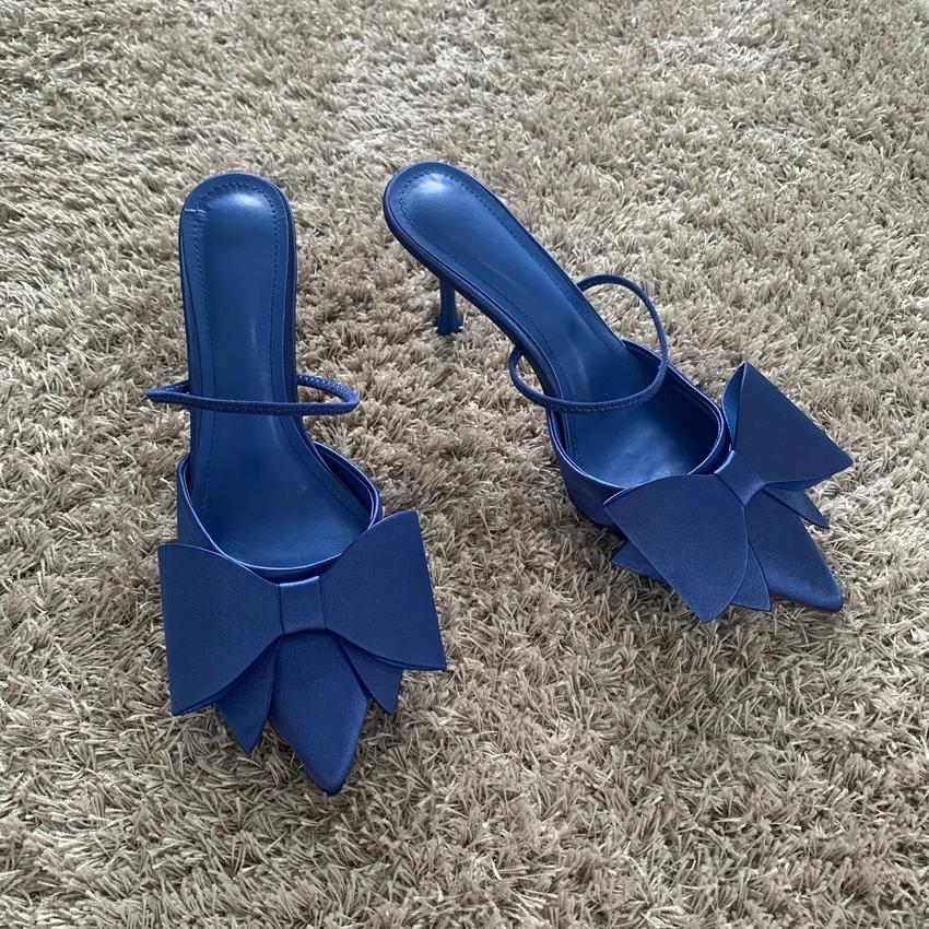 

Fashion Women s Shoes 2025 New Fashion Bow Slingback High Heels Sexy Dress Stiletto Heel Pointed Toe Women High Heel Sandals 36