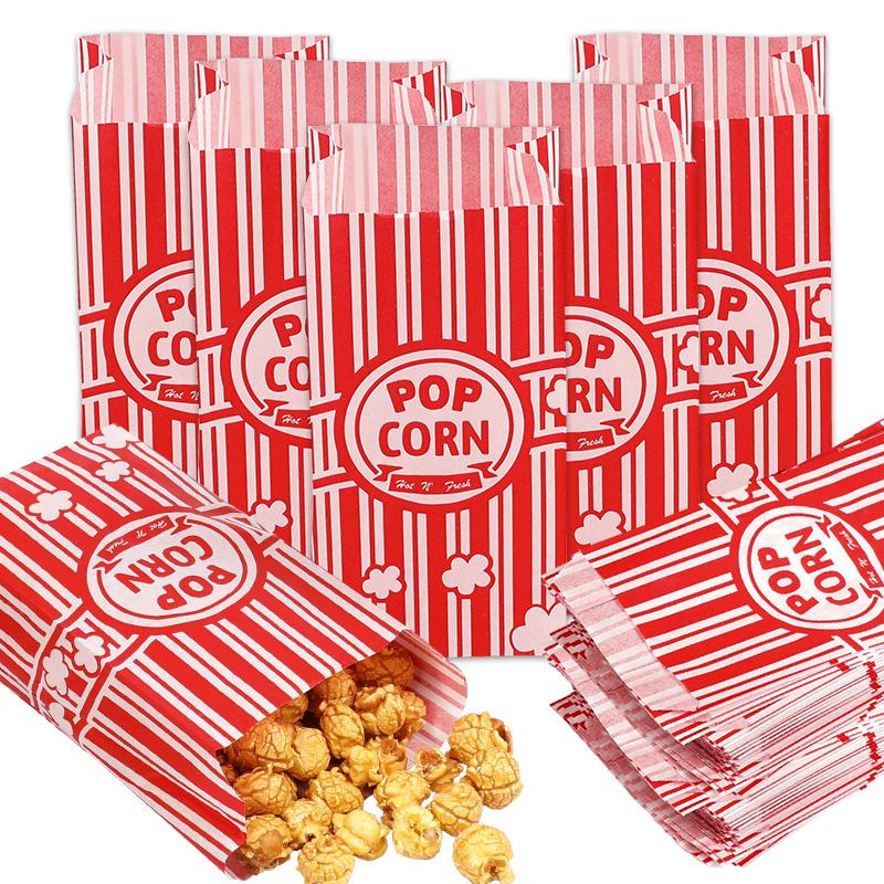 10/50Pcs Popcorn Bags Packaging Bucket Snack Treats Container Wedding Birthday Party Movie Night Supplies Carnival Food Bag Box