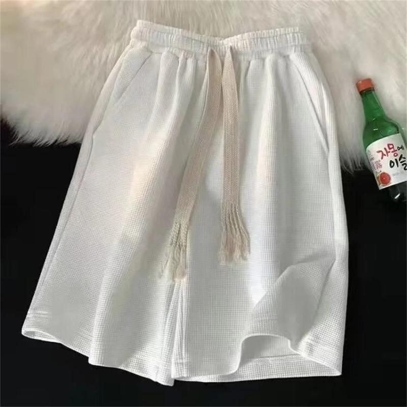 Solid Shorts Summer Men's Fashion Trendy Brand Lightweight Drawstring Basketball Sports Fitness Middle Pants