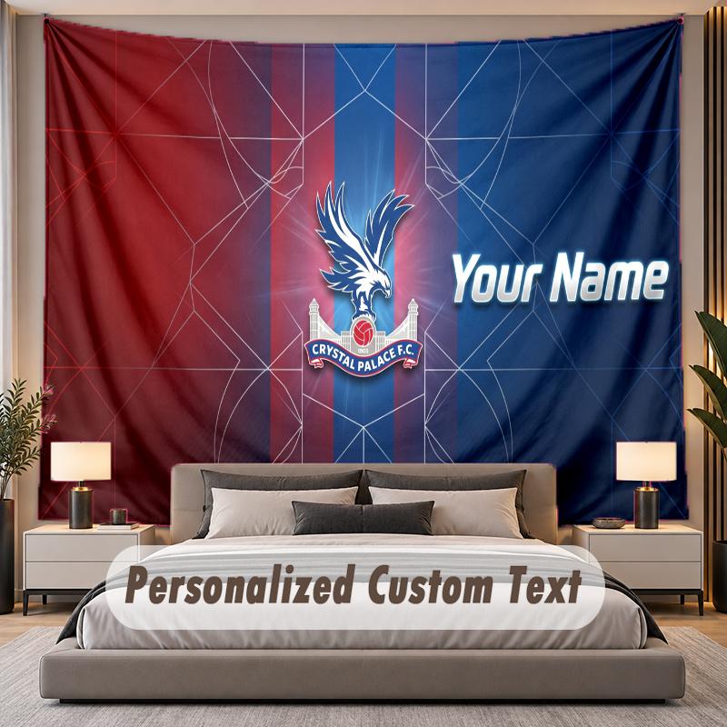 Custom Name Text Tapestry Crystal Palace Personalized Polyester Wall Tapestry For Bedroom And Room