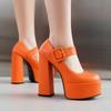 Zapatos de Tacón Alto Mary Jane con Hebilla Cuadrada de Plataforma 2026 - Zapatos de Escenario de Tacón Grueso con Correa Única para Mujer