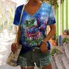 Short Sleeved Trendy Versatile Fashion Loose Top Summer Thin V-neck T-shirt
