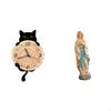 Mary Statue Figurine Artwork Decorative Desk Display Blessed Sculpture Resin Wall Clock Decor