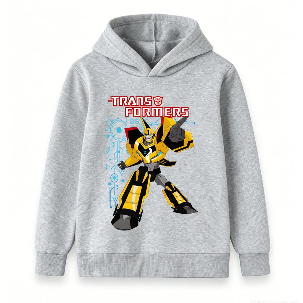 Kids Boys Girls Casual Pullover Hoodie, Cool Cartoon Mecha Robot Pattern Long Sleeve Hooded Sweatshirt, Comfortable Loose Top For Daily Wear And Outdo