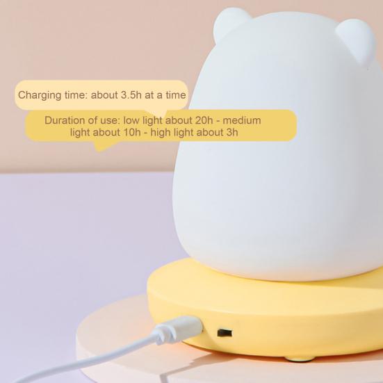 Lampă de noapte cu animale din desene animate Iluminare moale Lampă de noapte, reîncărcabilă, reglabilă, fără pâlpâire, Decorare cu lumină de noptieră