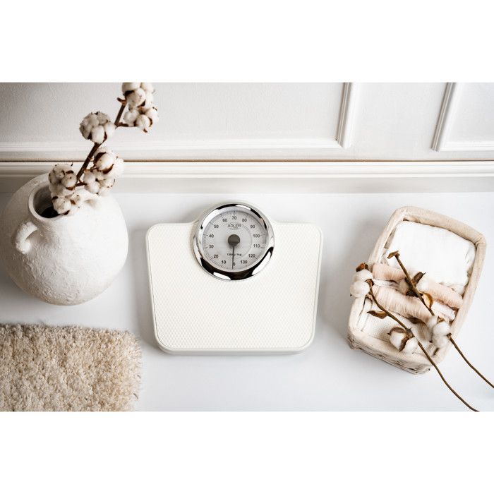 Pèse-personne mécanique - adler - ad 8180 - capacité 136 kg - couleur blanc - graduation 1 kg