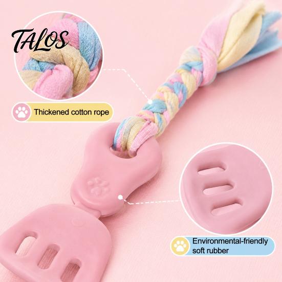 Natural Bite Resistant Pet Toys Spatula Shaped Dog Chew Toy with Braided Fabric Rope, Interactive Puppy Teething Indestructible Tug Toy, Molar