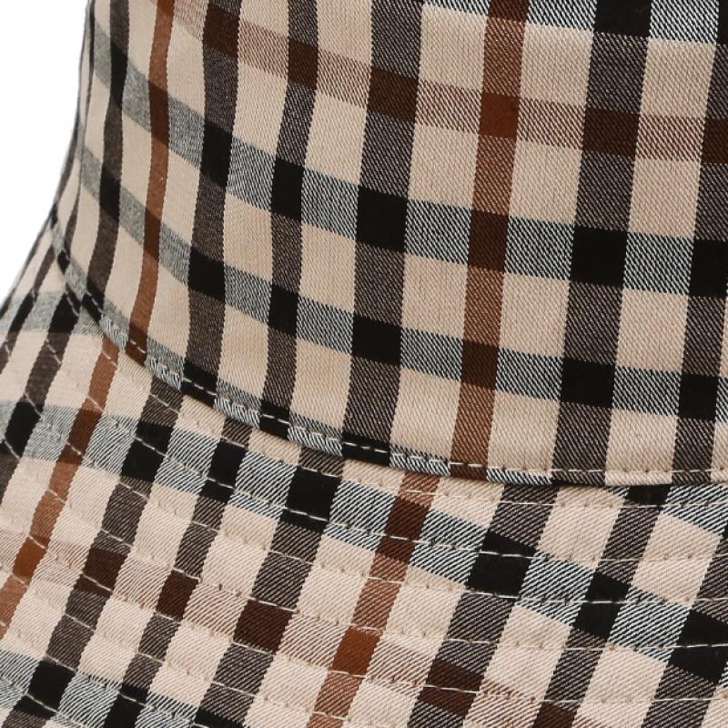 DakS Women S reverSible Bucket Hat Beige Check Embroidery Dbhe4e119i2