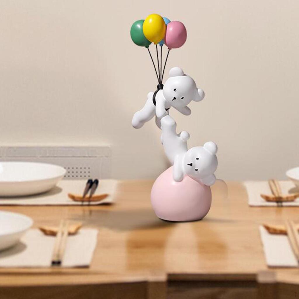 Balloon Bear Figurine Resin Statue for Cabinet TV Stand Shelf Living Room Bedroom Decor