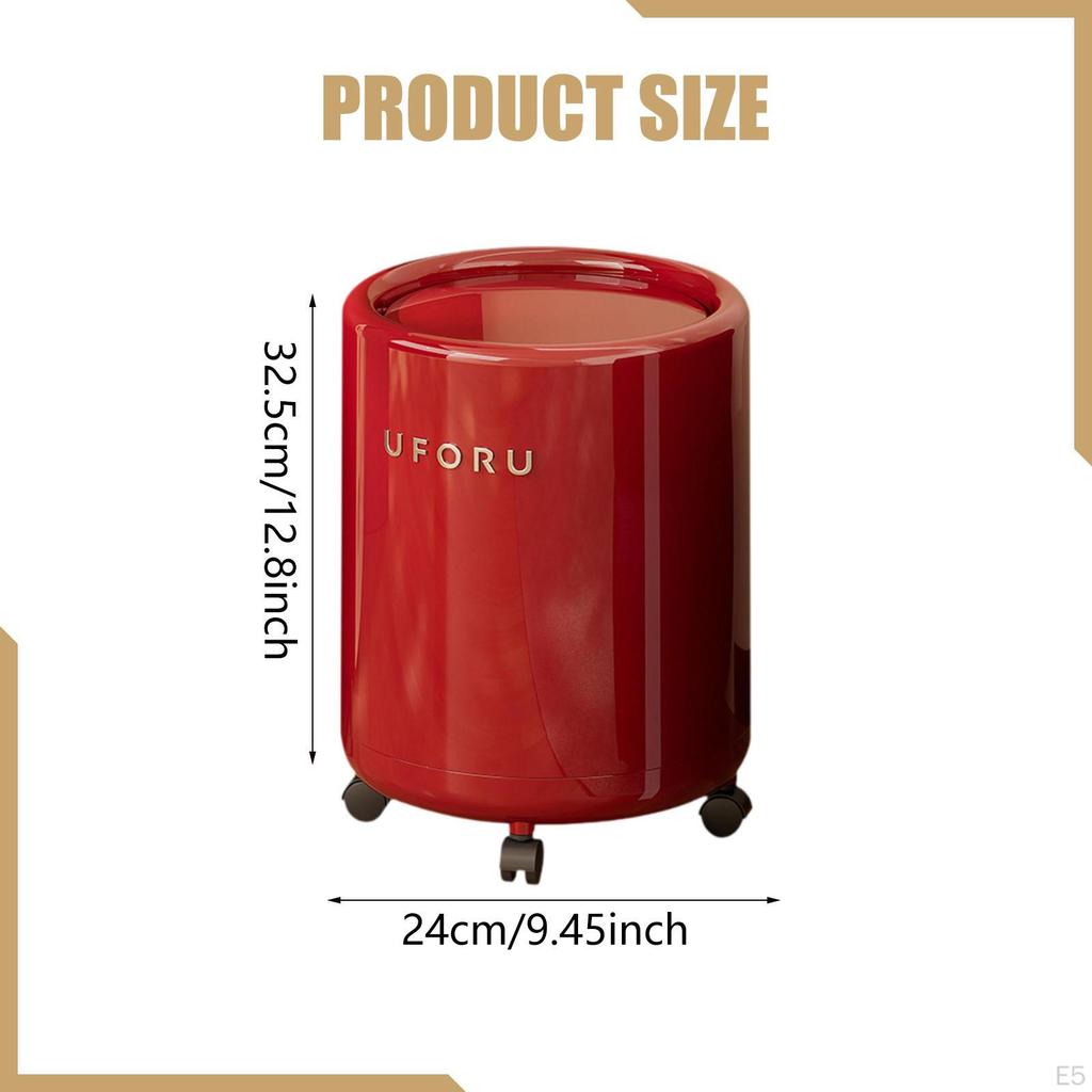 Trash Can with Wheels and Lid Multifunctional Creative Garbage Bin Waste Basket for Home Bedroom
