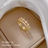 Real Gold Full Diamond Double-Layer Wedding Ring Ring Opening Adjustable Simple Jewelry Japanese Ring Couple Ring
