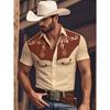 Men's Western Style Shirt Vintage Clothes Denim Cowboy 3d Print Country Shirt Men Women Fashion Short Sleeve Casual