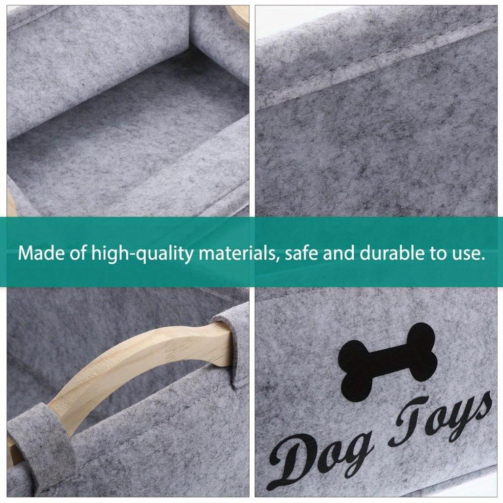 Multifunctional Felt Storage Basket Wooden Handle Pet Toys Home Organization Living Room Bedroom Use