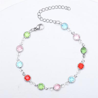 JMXD Personalized Titanium Steel Bracelet, Crystal Chain with Colorful Diamonds Inlay, Unique Design for Daily & Special Occasions