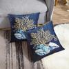 Emvency Set of 2 Throw Pillow Cover Blue Seashore Indigo Ocean Coral Seashells Beach House Gray Coastal Decorative Pillow Case Home Decor Square 18 X