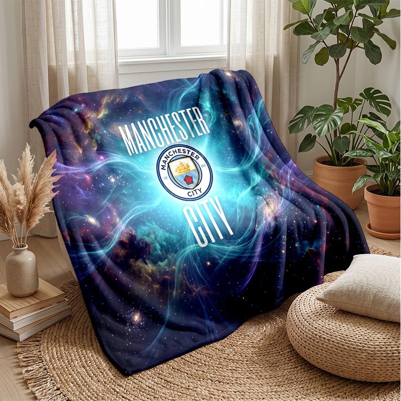 Coperta a tema Manchester City Morbida coperta in flanella Coperta morbida da divano Coperta accogliente per divano e letto per la decorazione della casa