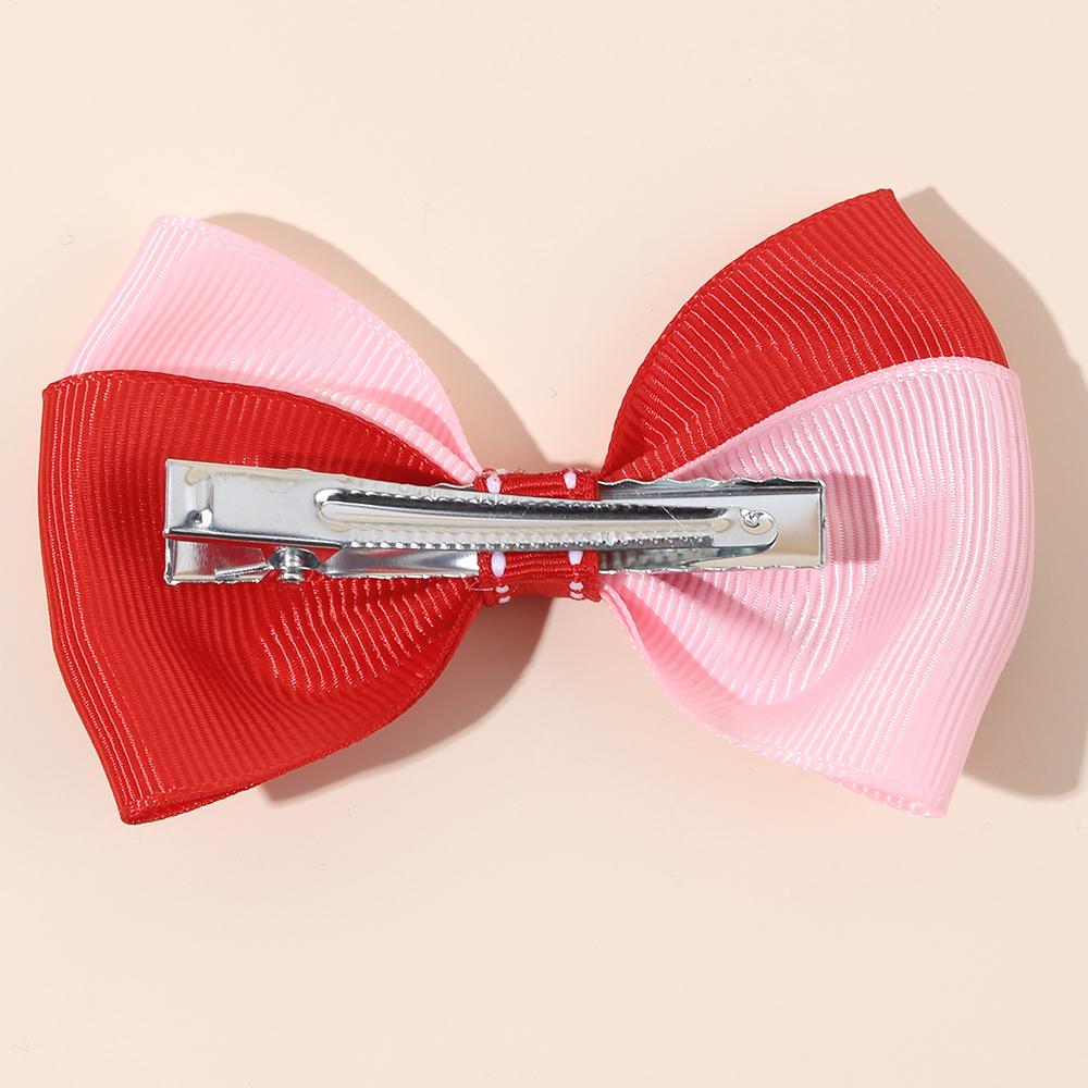 2Pcs Kids Strawberry Bow Side Hair Clips Sweet Candy Two-tone Color Hairpin Grosgrain Ribbon Barrette For Girls Hair Accessories