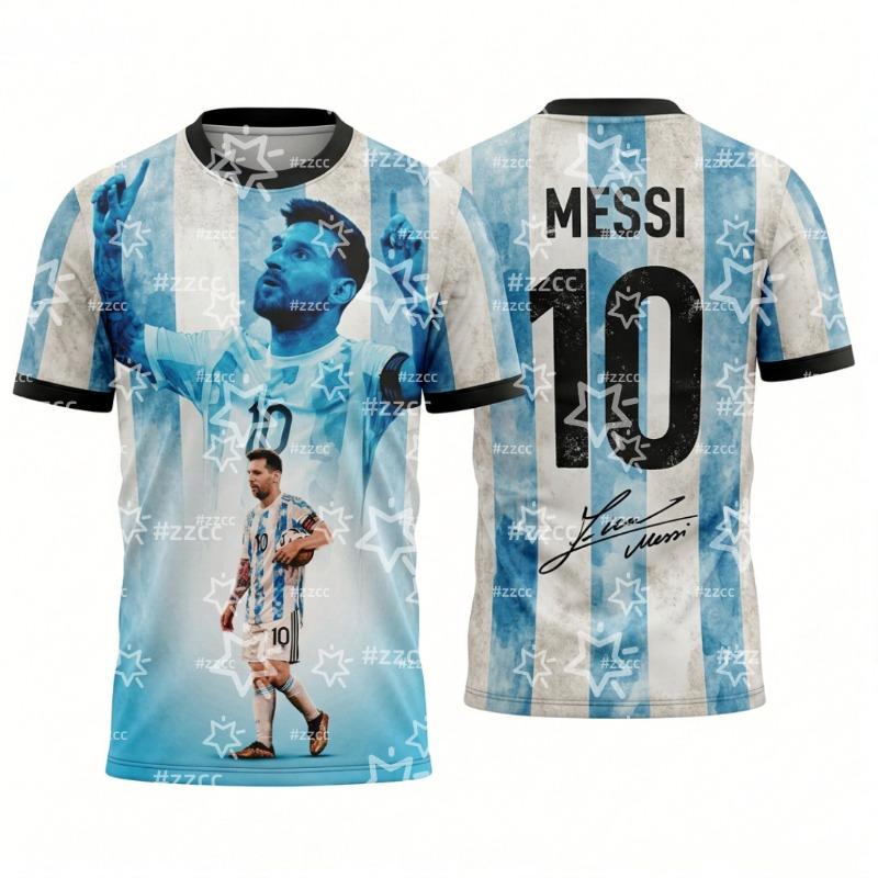 Maglia da calcio di Lionel Messi dell'Argentina numero 10 Kit di allenamento T-shirt estiva sportiva da uomo Abbigliamento per bambini Maglietta maglietta da ciclismo