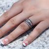 Huitan Pesonality Layer Winding Ring With Black&White Zircon Stone Birthday Gift New Year's Gift For Women Luxury Jewelry Femme