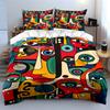 Abstract colorful faces with eyes Bedding Set for Kids Luxury Gift 3pcs Digital Print Comforter Set Soft Comfortable Breathable