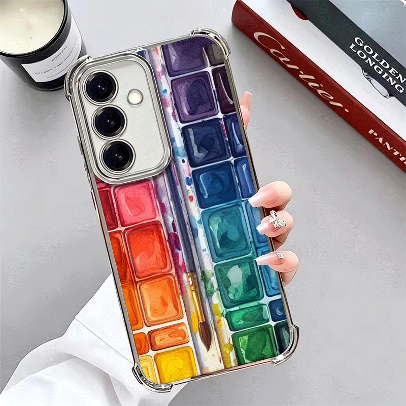 Watercolors Set Paint Palette Plating Phone Case For Samsung A17 A07 A37 A57 A16 A56 A15 A55 A14 A54 A13 A53 A26 A36 A25 A35 A24
