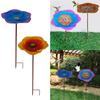 Elegant Flower Shaped Bird Birdbaths Bowl with Stake for Treat Water Sand