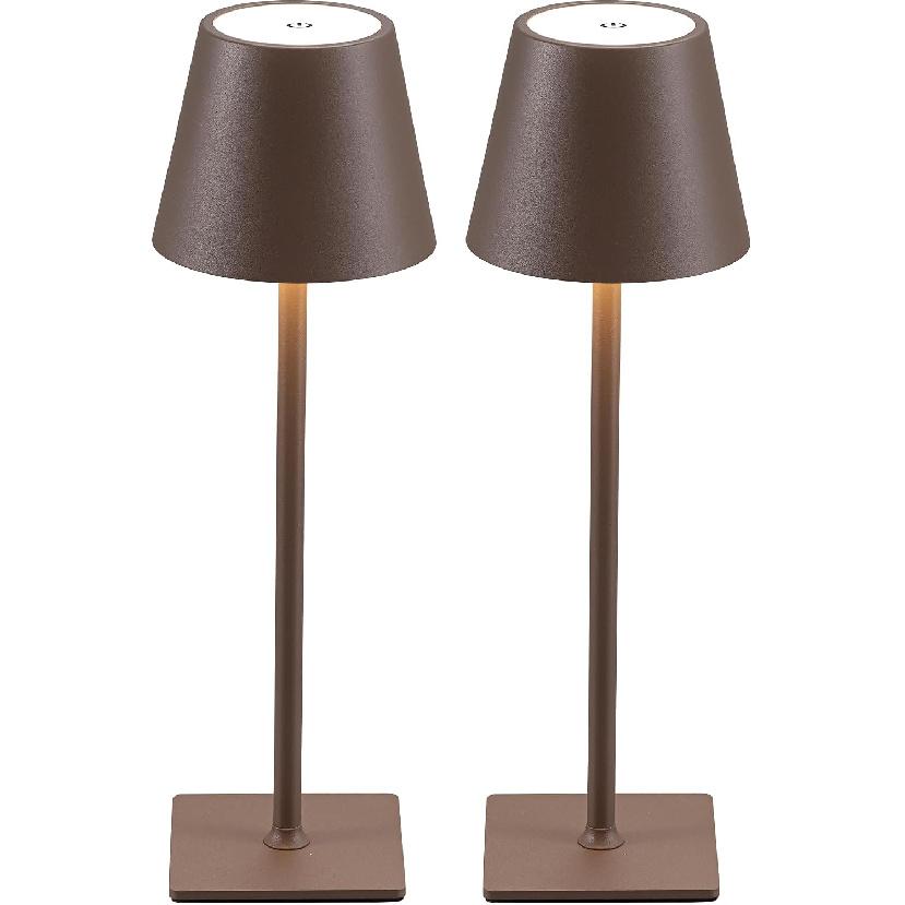 KDG 2 Pack Cordless Black Table Lamps, Rechargeable Portable LED Desk Lamps | 5000mAh Battery Operated 3 Color Stepless Dimming Up for Restaurant,
