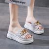 2025 Summer Cool Slippers Women's Summer Outer Wear Women's Thick-bottomed Muffin Buckle Ins Wind Half Drag Comfortable Can Be Worn Outside