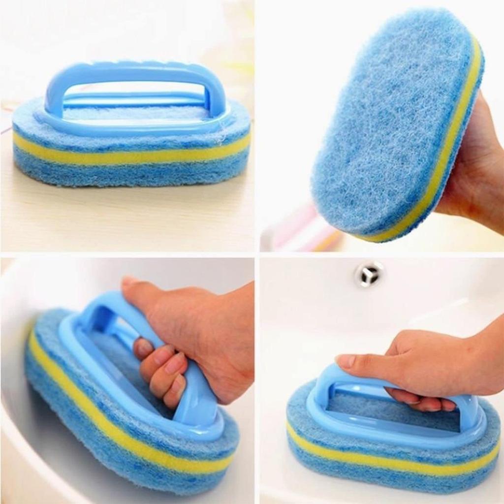 Flexible Plastic Sponge Cleaning Fibre Cotton Bathroom Bathtub Brush With Handle