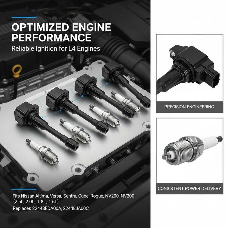 Ignition System Kit Set of 4 For Engine Maintenance Vehicle Repair Parts Replacement Stable Performance Reliable Ignition L4 2.5L 2.0L 1.8L 1.6L