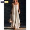 Women's Loose-Fitting A-Line Long Dress with Thin Straps