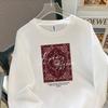 Cotton Long-sleeved T-shirt Lazy Style Versatile European and American Style Early Autumn Fashion Printing Chic Retro Top Tide