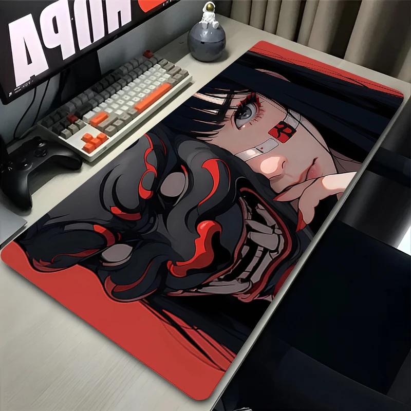 Mouse Pad PC Anime Sexy Girls Keyboard Rug Black and White Manga Mousepad Laptop Gaming Desk Mat XXL Devil Oni Mask Soft Carpet