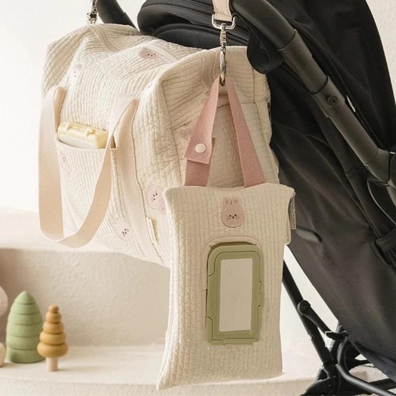 Cute Cartoon Bear Tissue Box Travel Car Portable Handheld Storage Bag Towel Cover Newborn Hanging Bag For Cart Accessories