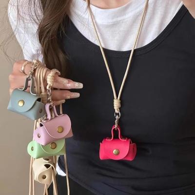 Gifts Hanging Neck Coin Purse Necklace Leather Women Necklace Fashion Headphone Bag  Women