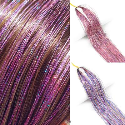 Synthetic Shiny Threads 16 Colors Glitter Hair Tinsel Kit Silk Hair Glitter String Extension Accessories For Women
