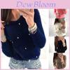 Elegant Women's Plush Beaded Sweater For Versatile Spring And Winter Wear