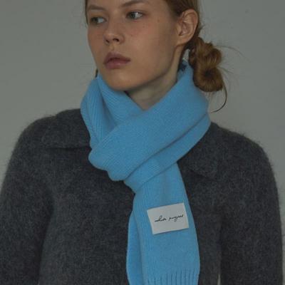 White Project VIRGIN WOOL KNIT MUFFLER_SKY BLUE
