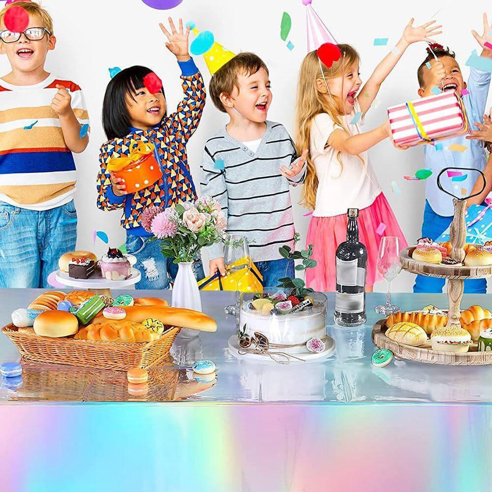 Aluminum Film Tablecloth Table Cover Kids Baby Shower Tablecloth Supplies for Wedding Party Banquet Decoration Iridescence Laser