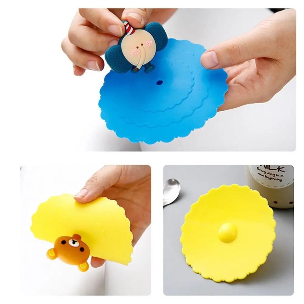 Heat-Resistant Silicone Tea Cup Cover 1Pc Reusable Cartoon Sealed Dustproof Leakproof Lid Tool