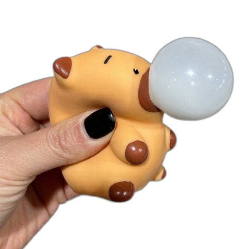 Brown Capybara Doll Pinch Music Toys Squeeze Spit Bubble Decompressio N Toy For Kids Sensory Fidget Toys Schoolbag Doll Pendant