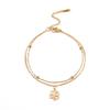 Four Leaf Clover Crystal Charm Bracelet Women's Double Layer Snake Chain Bracelets Lucky Stainless Steel Jewelry