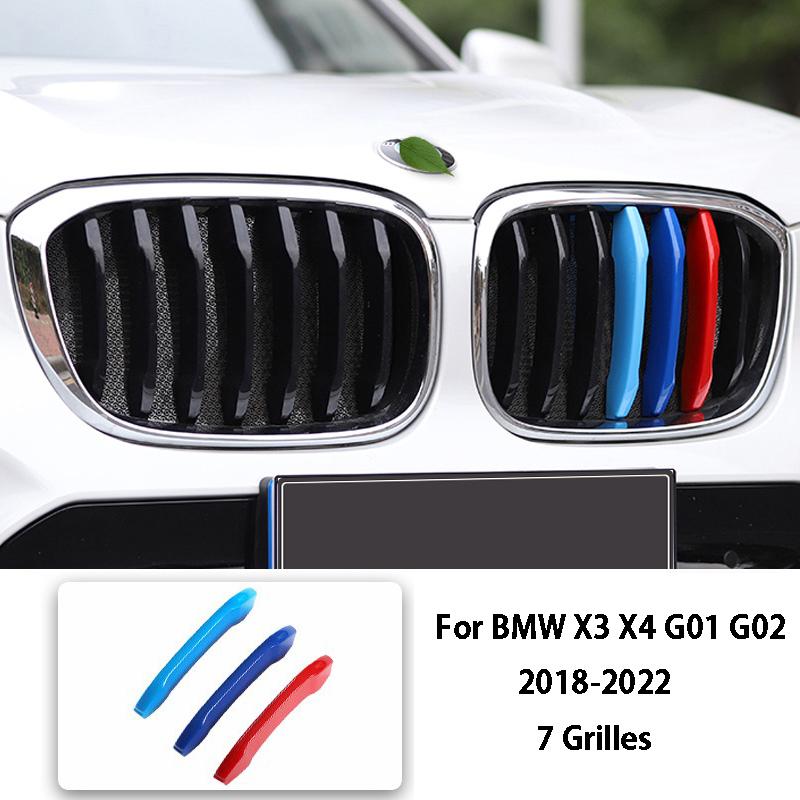 3 Color Car Front Grille Cover Bumper Stripe Stickers For BMW X1 X3 X4 X5 X6 F25 F26 F48 G01 G02 G20 G28 Car Styling Accessories