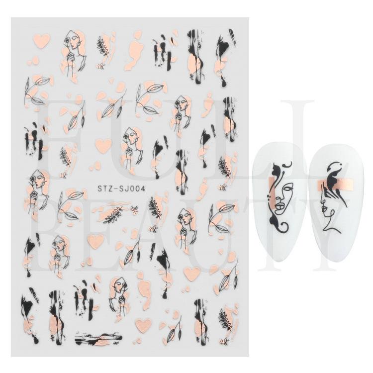 

Наклейки для ногтей для девочек Золотая линия Наклейки для ногтей 1 шт. One Size белый