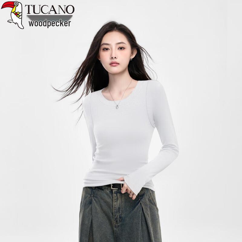 

Woodpecker Women s Ribbed Round Neck Long Sleeve Slim Fit T-shirt S