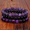 8mm Natural Stone Bracelet 3Pcs 1Set Rhodonite Rose Pink Quartzs  Amethysts Hematite Bracelets For Women Men Zircon