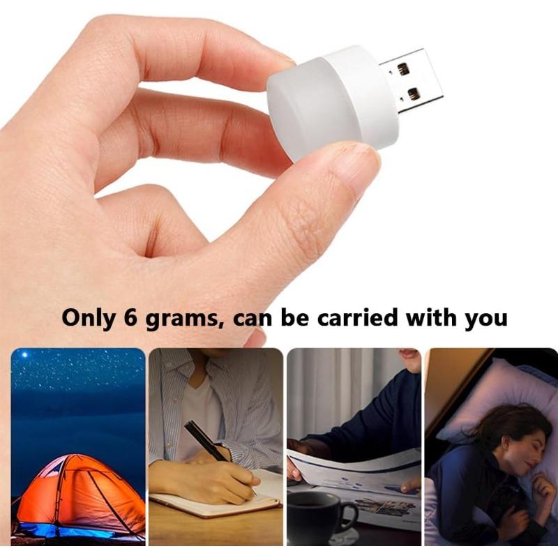 Mini USB Night Light,Warm White Eye Protection, USB Plug for Computer/Mobile Power, Rechargeable LED Reading Lamp