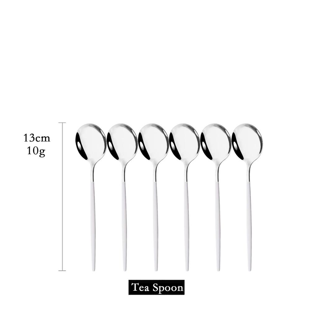 Set da 6 Pezzi Cucchiaini Acciaio Inossidabile Posate Colorate Cucchiaini Piccoli per Torta Frutta Dessert Caffè Snack Strumenti per la Cucina Stoviglie